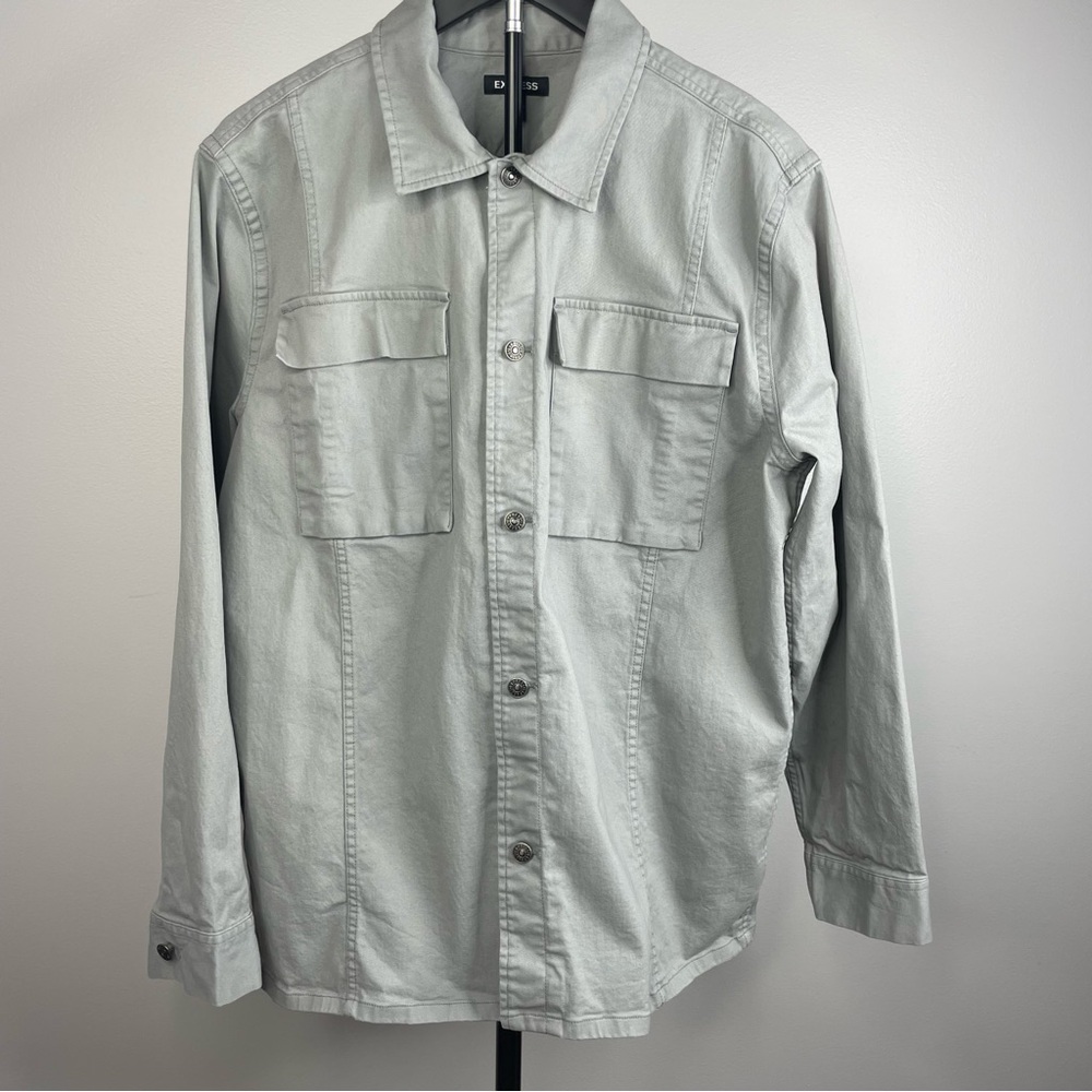 Express Men's‎ Cotton Twill Gray Shirt Jacket size Medium